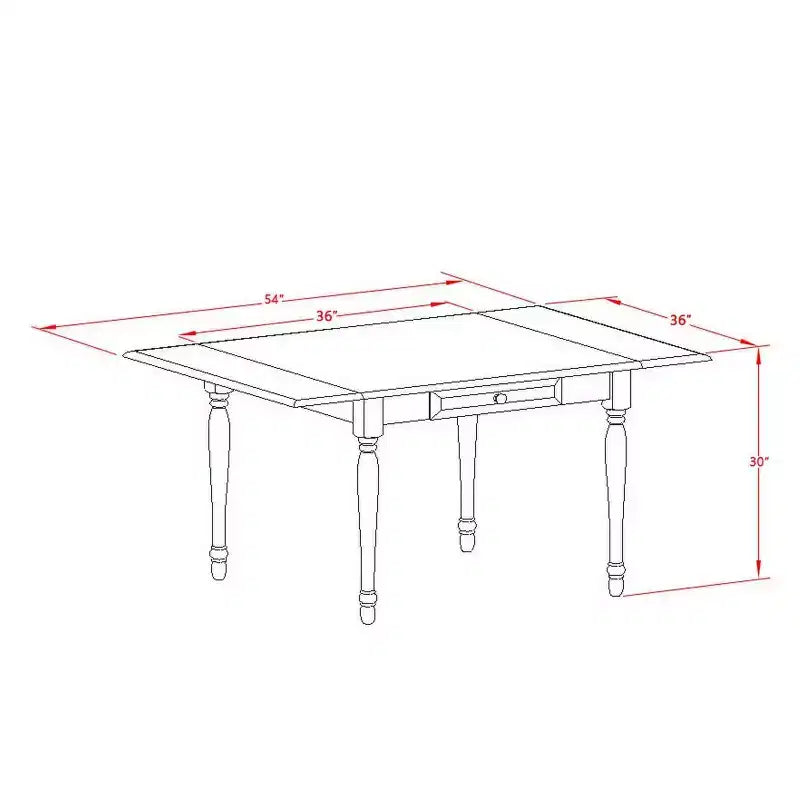 Set sala da pranzo da 5 pezzi in rovere naturale massiccio – con tavolo a ribalta – 4 posti