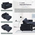 Divano Letto Convertibile con Tasche Laterali e Schienale Regolabile, Divanetto a Due Posti in Velluto per Soggiorno, Camera da Letto