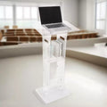 Piantana leggio, leggio in acrilico da 43 pollici, leggio portatile per laptop con ampia superficie di lettura e ripiano portaoggetti, fermalibri, trasparente