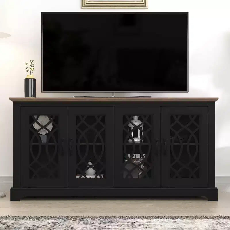 Galano TV Stand with storage and decorative Cut-Out Pattern 59.6 W  15.7 D  29.3 H