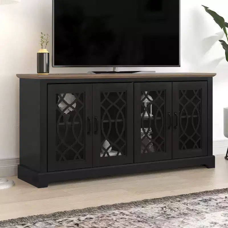 Mobile TV Galano con contenitore e motivo decorativo intagliato 151,4 L 39,9 P 74,4 H cm