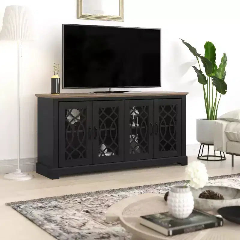 Mobile TV Galano con contenitore e motivo decorativo intagliato 151,4 L 39,9 P 74,4 H cm