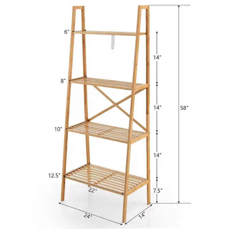 2 pz Scaffale in bambù a scala a 4 ripiani 58 Ripiani espositivi Ripiano portaoggetti Porta piante
