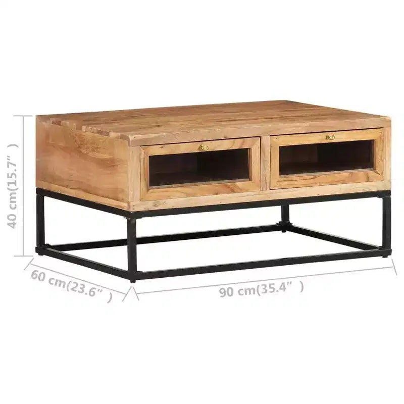 vidaXL Tavolino da caffè 90x60x40 cm in Legno Massello di Acacia