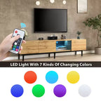 Mobile TV moderno Clihome con 4 ante e ripiani aperti, consolle coordinata per TV fino a 80'' con luci LED