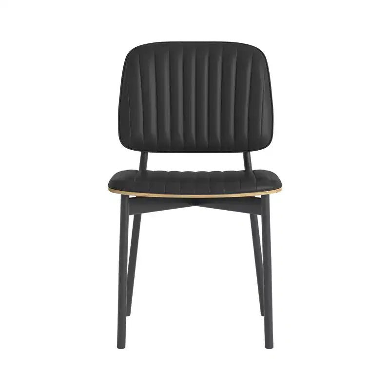 Sedia da pranzo per fattoria, seduta e schienale in pelle imbottita, elegante sedia laterale per cucina, sala da pranzo, soggiorno, nera
