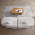 Divano Componibile Moderno Curvo con Rivestimento in Bouclé, Divano Componibile a Nuvola a 3 Posti con 2 Cuscini per Soggiorno e Camera da Letto