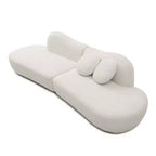 Divano Componibile Moderno Curvo con Rivestimento in Bouclé, Divano Componibile a Nuvola a 3 Posti con 2 Cuscini per Soggiorno e Camera da Letto