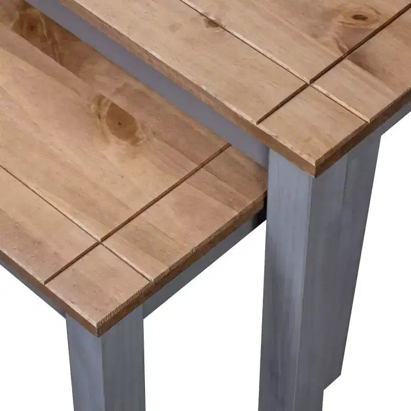 Tavolini Nido 2 pz Tavolino da Caffè in Legno Massello di Pino Linea Panama