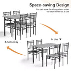 Set da pranzo Dyonery da 5 pezzi per 4 persone – Tavolo e sedie da cucina con robusta struttura in metallo, design moderno salvaspazio