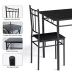 Set da pranzo Dyonery da 5 pezzi per 4 persone – Tavolo e sedie da cucina con robusta struttura in metallo, design moderno salvaspazio
