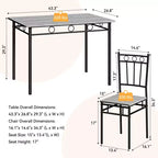Set da pranzo Dyonery da 5 pezzi per 4 persone – Tavolo e sedie da cucina con robusta struttura in metallo, design moderno salvaspazio