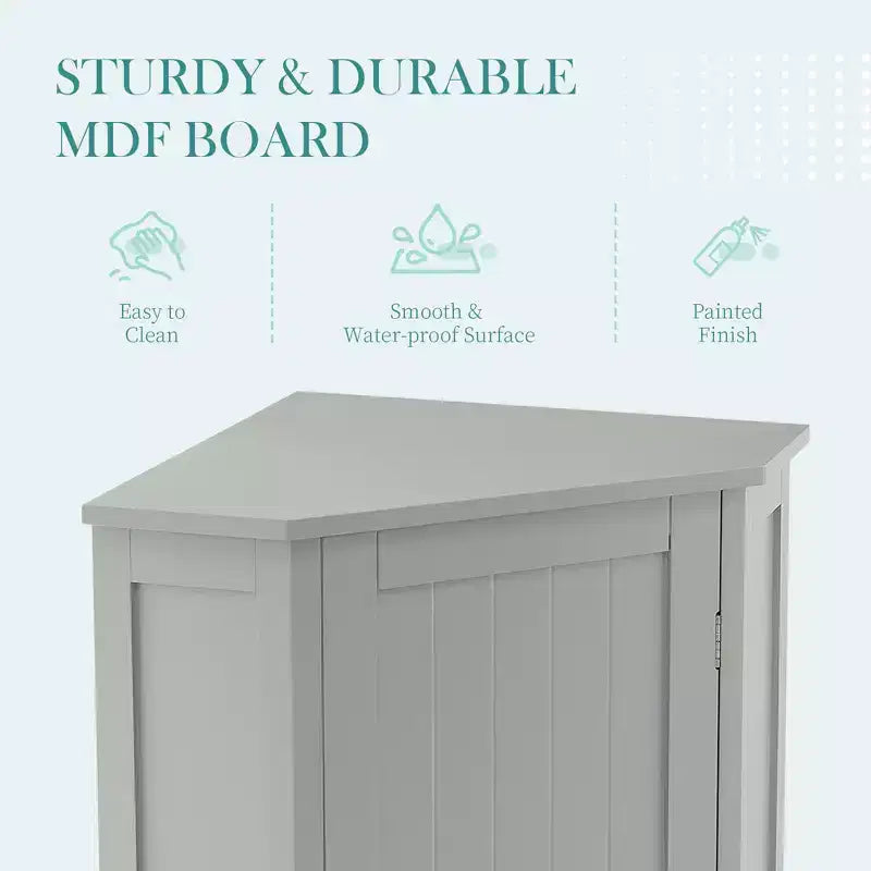 Mobile angolare da bagno a terra Clara moderno in legno a triangolo con ripiano regolabile