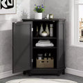 GDFStudio Clara Modern Wood Triangle Freestanding Corner Bathroom Storage Cabinet with Adjustable Shelf