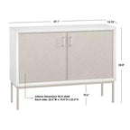 Lati Rattan Door Buffet Bianco Antico/Naturale: Credenza Stile Glam, Ripiani Regolabili
