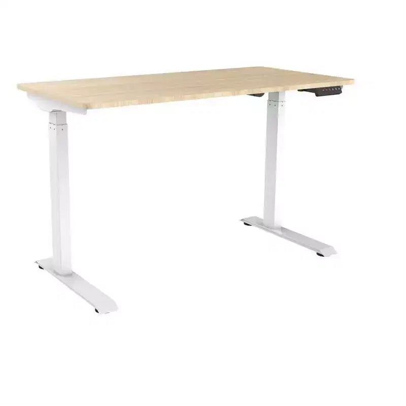 Scrivania da tavolo sit-stand regolabile in altezza con motore singolo WFH con piano da 4 piedi, bianca, postazione di lavoro per computer portatile
