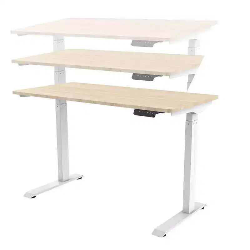 Scrivania da tavolo sit-stand regolabile in altezza con motore singolo WFH con piano da 4 piedi, bianca, postazione di lavoro per computer portatile
