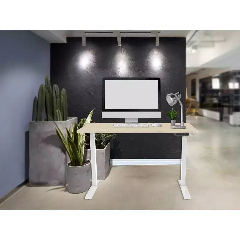 Scrivania da tavolo sit-stand regolabile in altezza con motore singolo WFH con piano da 4 piedi, bianca, postazione di lavoro per computer portatile