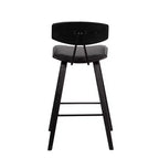 Sgabello da bar Fox Mid-Century in ecopelle con legno spazzolato, altezza bar, 28,5 pollici