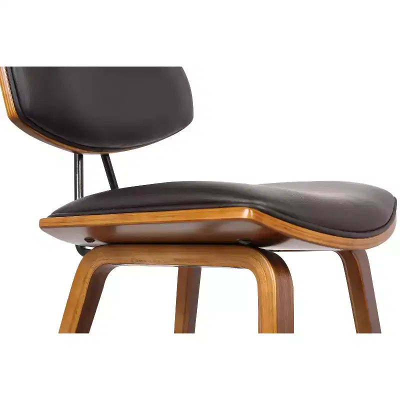 Sgabello da bar Fox Mid-Century in ecopelle con legno spazzolato, altezza bar, 28,5 pollici