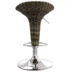 Sgabello da bar regolabile in 2 pezzi in rattan marrone con base cromata