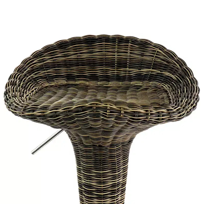 Sgabello da bar regolabile in 2 pezzi in rattan marrone con base cromata