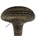 Sgabello da bar regolabile in 2 pezzi in rattan marrone con base cromata