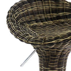 Sgabello da bar regolabile in 2 pezzi in rattan marrone con base cromata