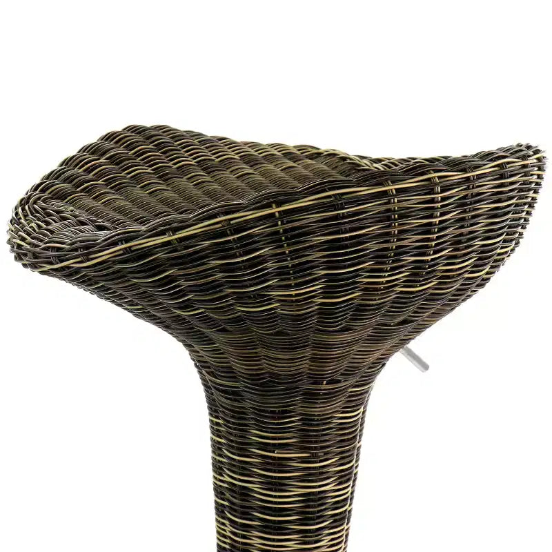 Sgabello da bar regolabile in 2 pezzi in rattan marrone con base cromata