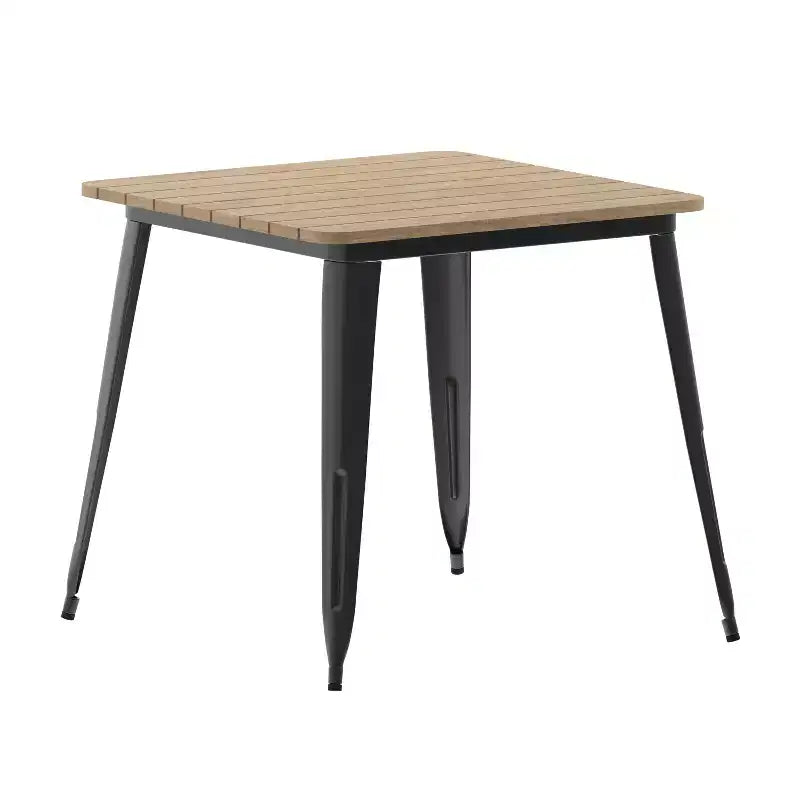 Flash Furniture Declan Commercial Grade Indoor/Outdoor Dining Table, 31.5 Square All Weather Poly Resin Top with Steel Base