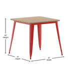 Tavolo da pranzo per interni/esterni di livello commerciale, piano quadrato da 80 cm in poliresina per tutte le stagioni con base in acciaio