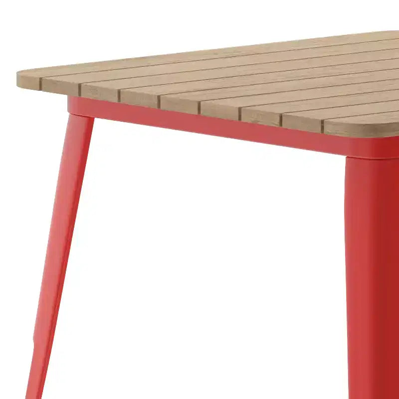 Tavolo da pranzo per interni/esterni di livello commerciale, piano quadrato da 80 cm in poliresina per tutte le stagioni con base in acciaio