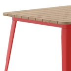 Tavolo da pranzo per interni/esterni di livello commerciale, piano quadrato da 80 cm in poliresina per tutte le stagioni con base in acciaio
