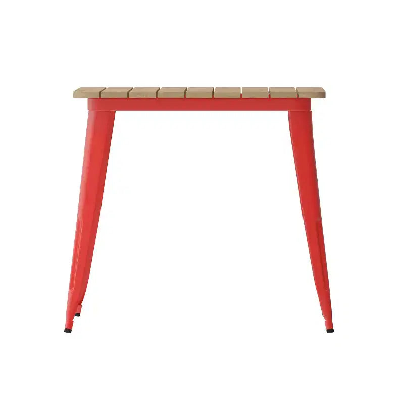 Tavolo da pranzo per interni/esterni di livello commerciale, piano quadrato da 80 cm in poliresina per tutte le stagioni con base in acciaio