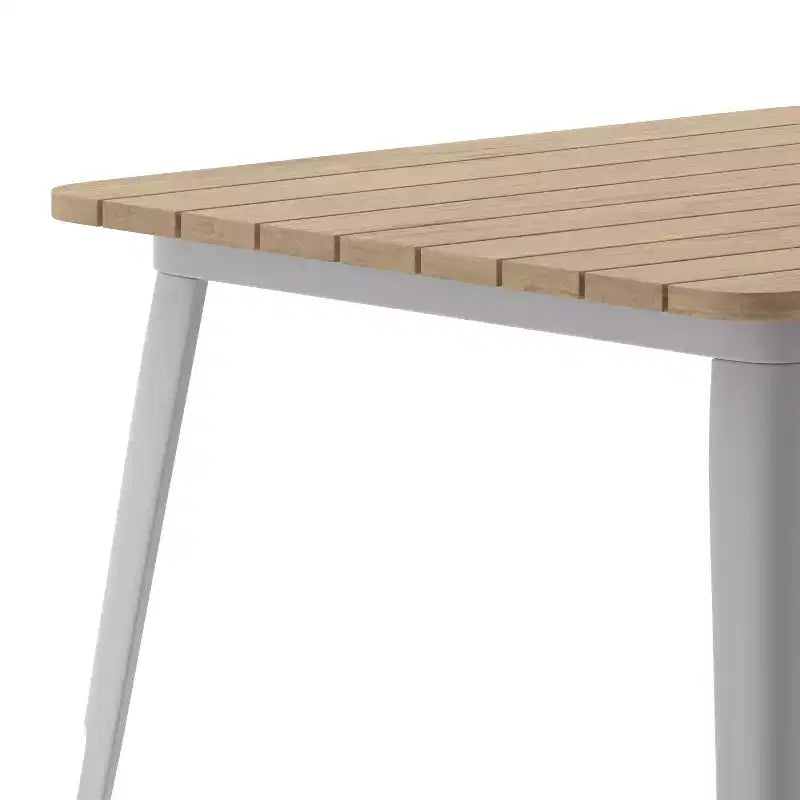 Tavolo da pranzo per interni/esterni di livello commerciale, piano quadrato da 80 cm in poliresina per tutte le stagioni con base in acciaio