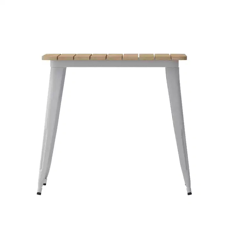 Tavolo da pranzo per interni/esterni di livello commerciale, piano quadrato da 80 cm in poliresina per tutte le stagioni con base in acciaio