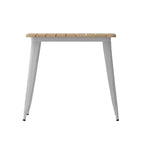 Tavolo da pranzo per interni/esterni di livello commerciale, piano quadrato da 80 cm in poliresina per tutte le stagioni con base in acciaio