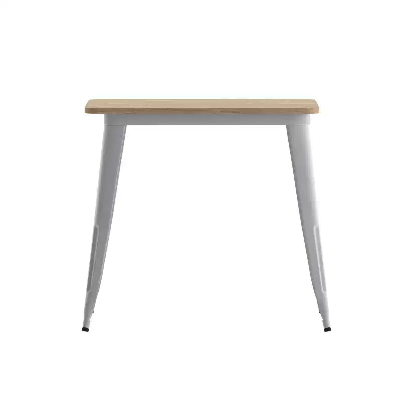 Tavolo da pranzo per interni/esterni di livello commerciale, piano quadrato da 80 cm in poliresina per tutte le stagioni con base in acciaio