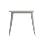 Tavolo da pranzo per interni/esterni di livello commerciale, piano quadrato da 80 cm in poliresina per tutte le stagioni con base in acciaio
