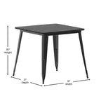 Tavolo da pranzo per interni/esterni di livello commerciale, piano quadrato da 80 cm in poliresina per tutte le stagioni con base in acciaio