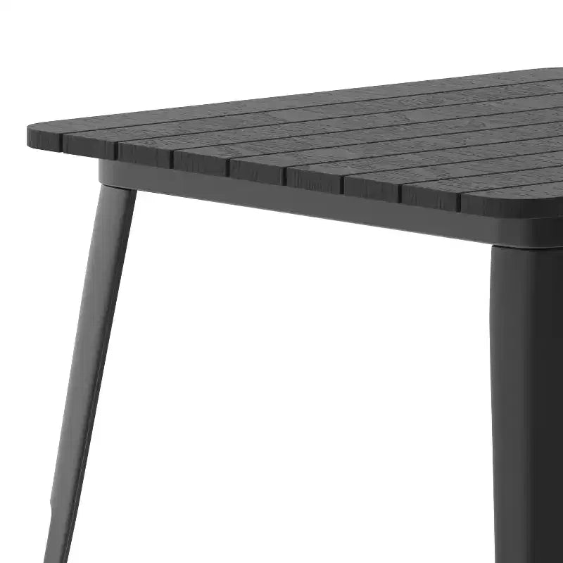 Tavolo da pranzo per interni/esterni di livello commerciale, piano quadrato da 80 cm in poliresina per tutte le stagioni con base in acciaio