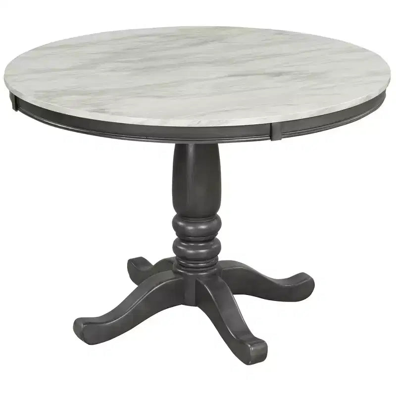 Set da pranzo 5 pezzi con tavolo in legno massello e 4 sedie, grigio